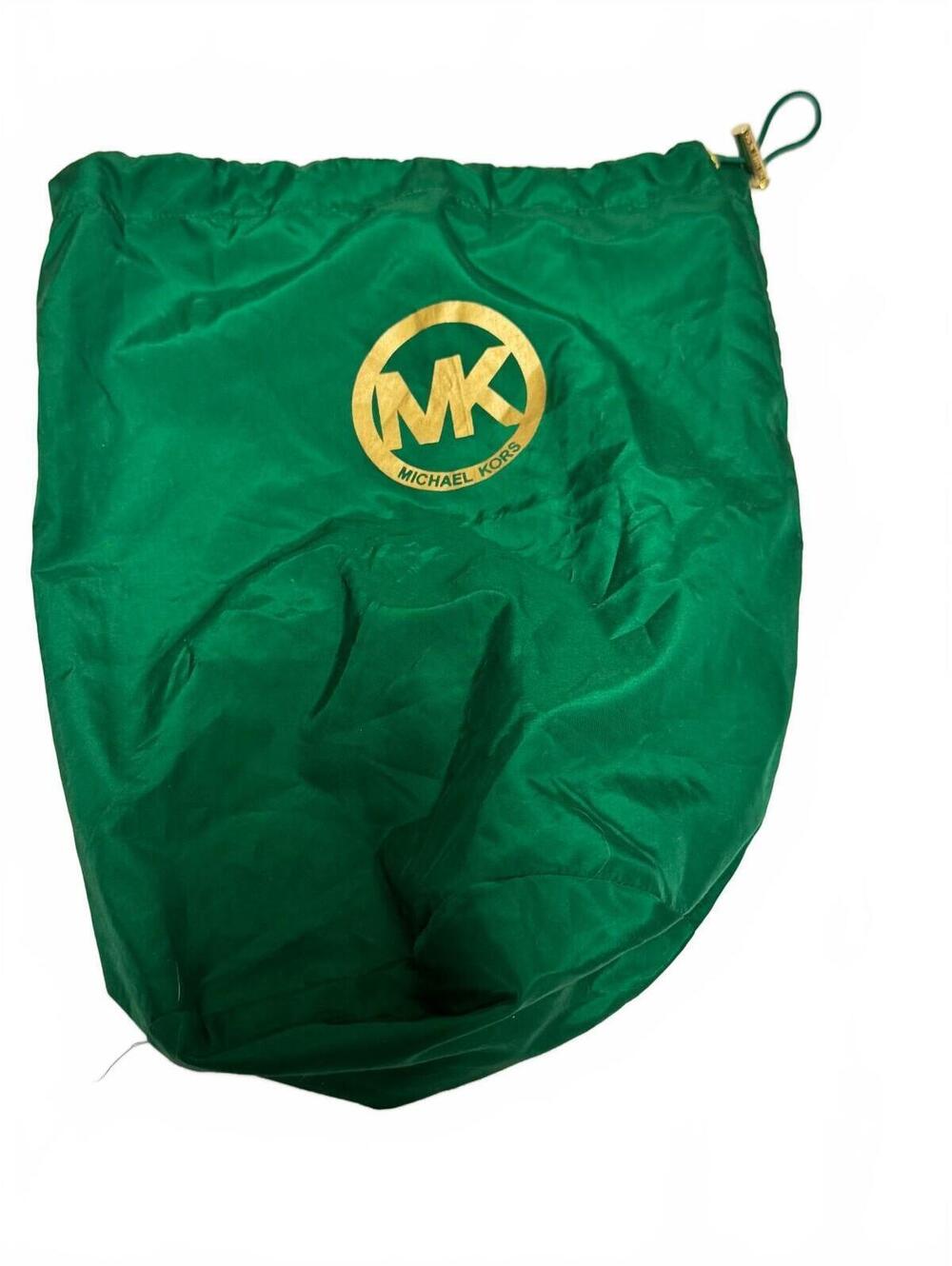 Michael Kors Green Cinch Drawstring Dust Bag Storage Pouch Gold Logo